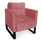 Poltrona Sala Decorativa Kit 2 Livia Industrial Preto Suede M