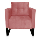 Poltrona Sala Decorativa Kit 2 Livia Industrial Preto Suede M