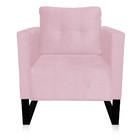 Poltrona Sala Decorativa Kit 2 Livia Industrial Preto Suede M