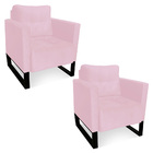 Poltrona Sala Decorativa Kit 2 Livia Industrial Preto Suede M