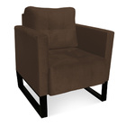 Poltrona Sala Decorativa Kit 2 Livia Industrial Preto Suede M