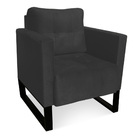 Poltrona Sala Decorativa Kit 2 Livia Industrial Preto Suede P