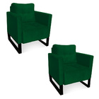 Poltrona Sala Decorativa Kit 2 Livia Industrial Preto Suede V