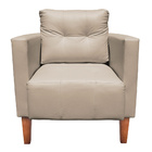 Poltrona Sala Decorativa Kit 2 Livia Pé Madeira Castanho Sint