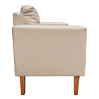 Poltrona Sala Decorativa Kit 2 Livia Pé Madeira Castanho Sint