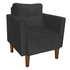 Poltrona Sala Decorativa Kit 2 Livia Pé Madeira Castanho Sued