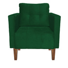 Poltrona Sala Decorativa Kit 2 Livia Pé Madeira Castanho Sued