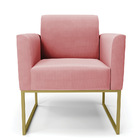 Poltrona Sala Decorativa Kit 2 Marisa Aço Industrial Dourado