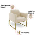 Poltrona Sala Decorativa Kit 2 Marisa Aço Industrial Dourado