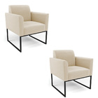 Poltrona Sala Decorativa Kit 2 Marisa Aço Industrial Preto Su