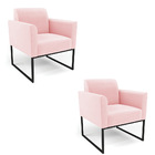 Poltrona Sala Decorativa Kit 2 Marisa Aço Industrial Preto Su