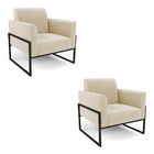 Poltrona Sala Decorativa Kit 2 Marisa Base Aço Industrial Alt