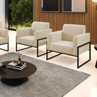 Poltrona Sala Decorativa Kit 2 Marisa Base Aço Industrial Alt