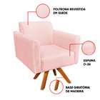 Poltrona Sala Decorativa Kit 2 Marisa Giratória Madeira Suede