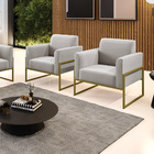 Poltrona Sala Decorativa Kit 2 Marisa Industrial Alta Dourada