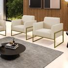 Poltrona Sala Decorativa Kit 2 Marisa Industrial Alta Dourada