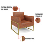 Poltrona Sala Decorativa Kit 2 Marisa Industrial Alta Dourada