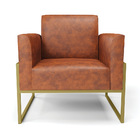 Poltrona Sala Decorativa Kit 2 Marisa Industrial Alta Dourada