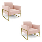 Poltrona Sala Decorativa Kit 2 Marisa Industrial Alta Dourada