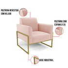 Poltrona Sala Decorativa Kit 2 Marisa Industrial Alta Dourada