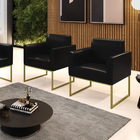 Poltrona Sala Decorativa Kit 2 Marisa Industrial Dourado Sint