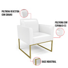 Poltrona Sala Decorativa Kit 2 Marisa Industrial Dourado Sint