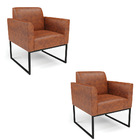 Poltrona Sala Decorativa Kit 2 Marisa Industrial Preto Sintét