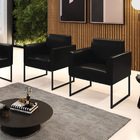 Poltrona Sala Decorativa Kit 2 Marisa Industrial Preto Sintét