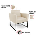 Poltrona Sala Decorativa Kit 2 Marisa Industrial Preto Sintét