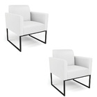 Poltrona Sala Decorativa Kit 2 Marisa Industrial Preto Sintét