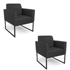Poltrona Sala Decorativa Kit 2 Marisa Industrial Preto Sintét