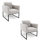 Poltrona Sala Decorativa Kit 2 Marisa Industrial Preto Veludo