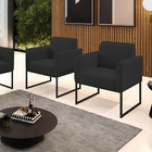 Poltrona Sala Decorativa Kit 2 Marisa Industrial Preto Veludo