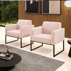 Poltrona Sala Decorativa Kit 2 Marisa Industrial Preto Veludo