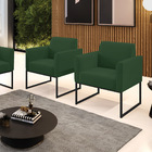 Poltrona Sala Decorativa Kit 2 Marisa Industrial Preto Veludo