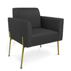 Poltrona Sala Decorativa Kit 2 Marisa Pé Aço Dourado Sintétic