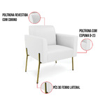 Poltrona Sala Decorativa Kit 2 Marisa Pé Aço Dourado Sintétic