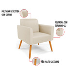 Poltrona Sala Decorativa Kit 2 Marisa Pé Palito Castanho Sint