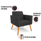 Poltrona Sala Decorativa Kit 2 Marisa Pé Palito Castanho Sint