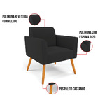 Poltrona Sala Decorativa Kit 2 Marisa Pé Palito Castanho Velu