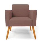 Poltrona Sala Decorativa Kit 2 Marisa Pé Palito Castanho Velu