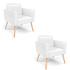 Poltrona Sala Decorativa Kit 2 Marisa Pé Palito Natural Sinté