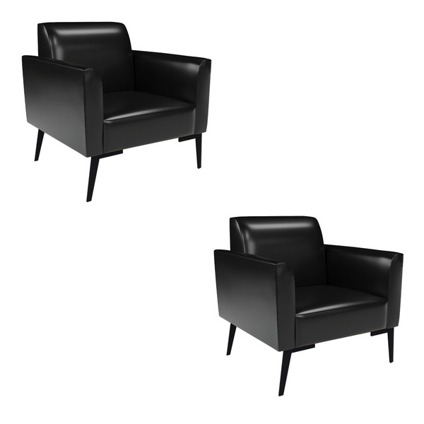 Poltrona Sala Decorativa Kit 2 Marisa Pé Villach Preto Sintét