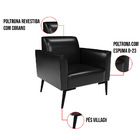 Poltrona Sala Decorativa Kit 2 Marisa Pé Villach Preto Sintét
