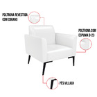 Poltrona Sala Decorativa Kit 2 Marisa Pé Villach Preto Sintét