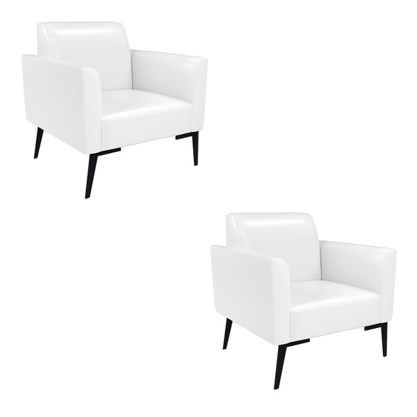 Poltrona Sala Decorativa Kit 2 Marisa Pé Villach Preto Sintét