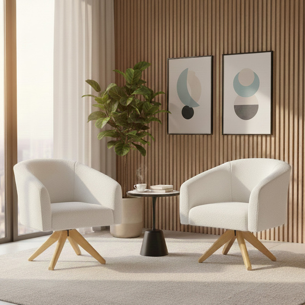 Poltrona Sala Decorativa Kit 2 Stella Base Giratória Ma30 Bou