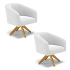 Poltrona Sala Decorativa Kit 2 Stella Base Giratória Ma30 Bou