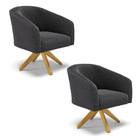 Poltrona Sala Decorativa Kit 2 Stella Base Giratória Ma30 Bou