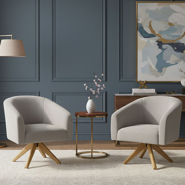 Poltrona Sala Decorativa Kit 2 Stella Base Giratória Ma30 Bou